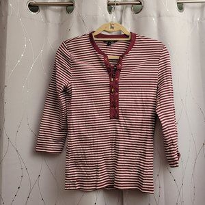 Ralph Lauren Red and White Striped shirt with lace up detail - EU